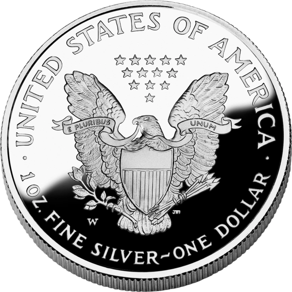 The heraldic eagle on the reverse of a 2006 proof Silver Eagle